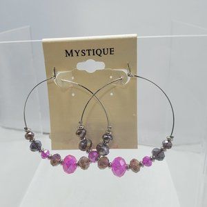 Mystique silver hoop with purple beads